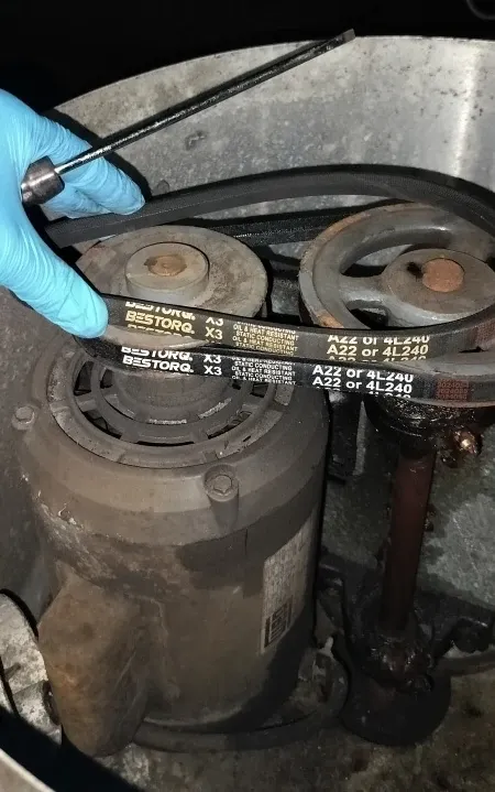New Commercial Kitchen Motor Belt Replacement with Old Belt Comparison