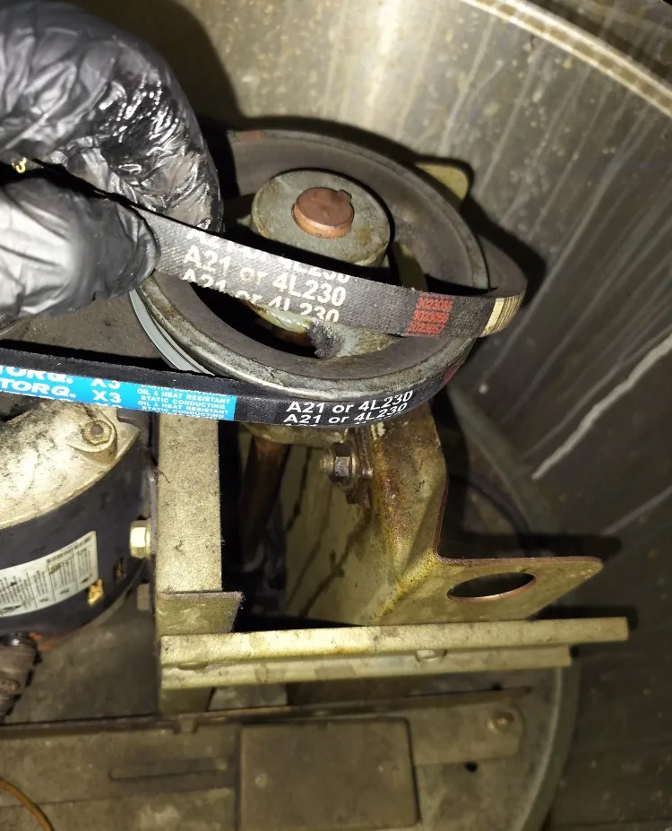 Old and New Belt for Kitchen Exhaust Motor Comparison